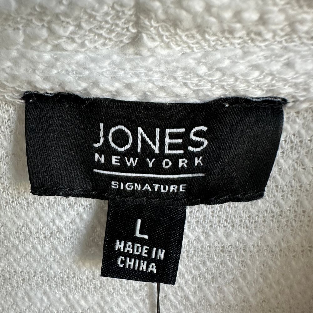 Jones New York Pullover White Cowl Neck Textured Knit Coastal Chic Large Casual - Picture 4 of 13